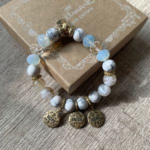 Brand New in box White Marbled Beaded Bracelet